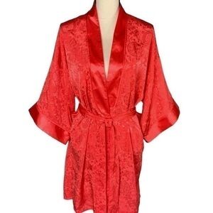 Victoria's Secret Gold Label Robe Paisley Red Vintage 80's 90s One Size